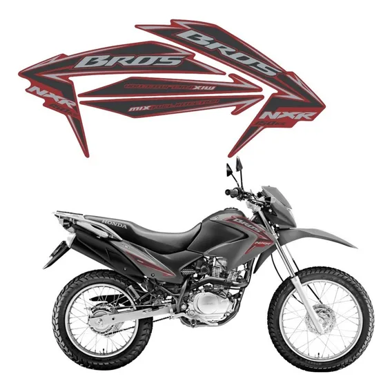 Conjunto Kit Adesivos Honda Nxr 150 Bros Ks Mix 2010 Preta Foto 1