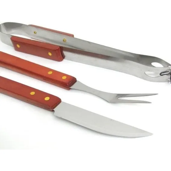 Conjunto Kit Churrasco 3 Peças Faca Garfo Pegador Foto 1
