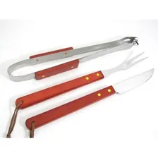 Conjunto Kit Churrasco 3 Peças Faca Garfo Pegador Foto mini 2