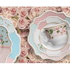 Conjunto Kit Jogo 6 Pratos Rasos De Cerâmica Belle Romance Foto mini 3
