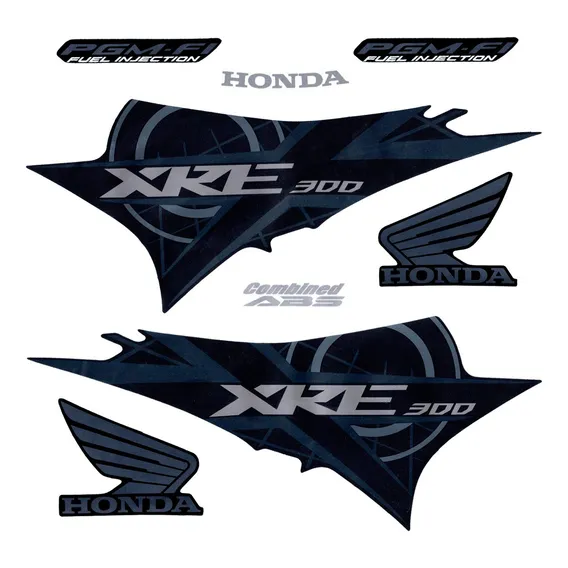 Conjunto Kit Jogo Adesivo Honda Xre300 2012 Azul Foto 1