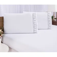 Conjunto Lençol King E 2 Fronhas Com Bordado 100% Algodão Foto  mini 1