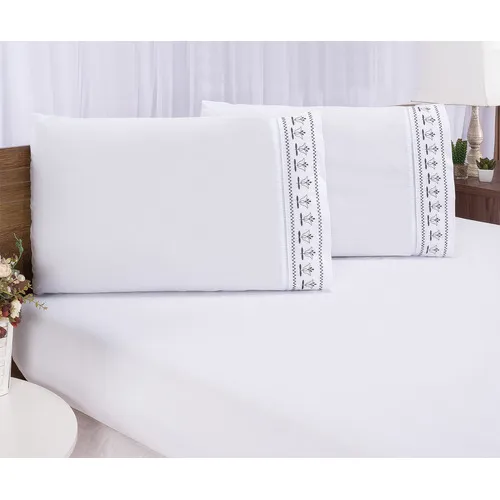 Conjunto Lençol King E 2 Fronhas Com Bordado 100% Algodão Foto 1