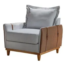 Conjunto Living 4 Lugares Sofá Poltronas Dubai Cinza Foto mini 4