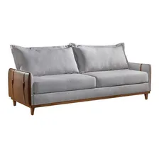 Conjunto Living 4 Lugares Sofá Poltronas Dubai Cinza Foto mini  2