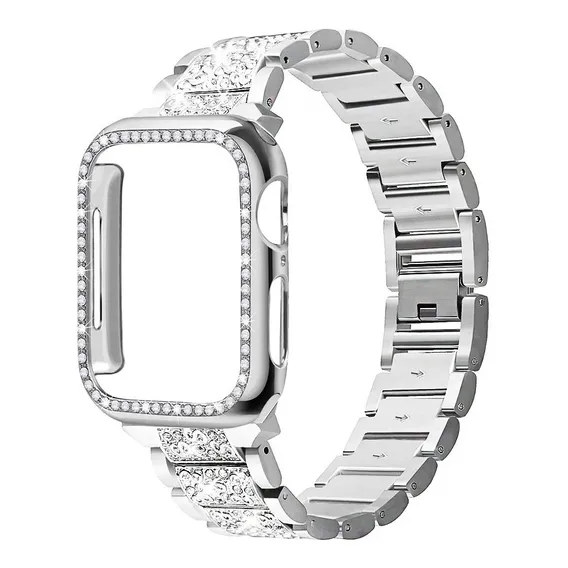 Conjunto Luxo Pulseira E Case CompatÃvel Com Apple Watch/iwo Cor Prata 38mm Foto 1