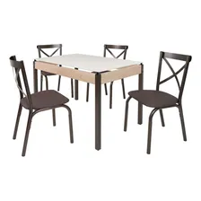 Conjunto Mesa 120cm Tampo Em Vidro Com 4 Cadeiras Karina Foto mini 2