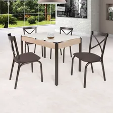 Conjunto Mesa 120cm Tampo Em Vidro Com 4 Cadeiras Karina Foto mini 1