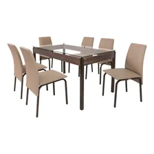 Conjunto Mesa 140cm Tampo Em Vidro Com 6 Cadeiras Jj Foto mini  2