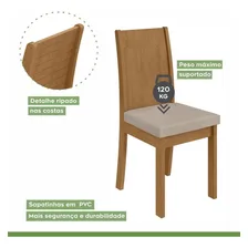 Conjunto Mesa 180x90cm Tampo Mdf 6 Cadeiras Athenas Móveis Foto mini 4