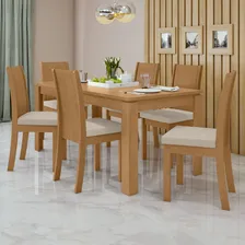 Conjunto Mesa 180x90cm Tampo Mdp 6 Cadeiras Athenas Wt Foto  mini 1