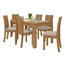 Conjunto Mesa 180x90cm Tampo Mdp 6 Cadeiras Athenas Wt Foto mini 4
