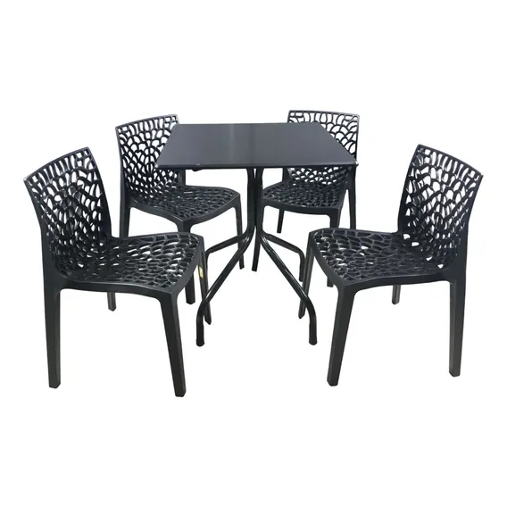 Conjunto Mesa 70x70 Jantar Restaurantes C/ 4 Cadeira Gruvyer Foto 1