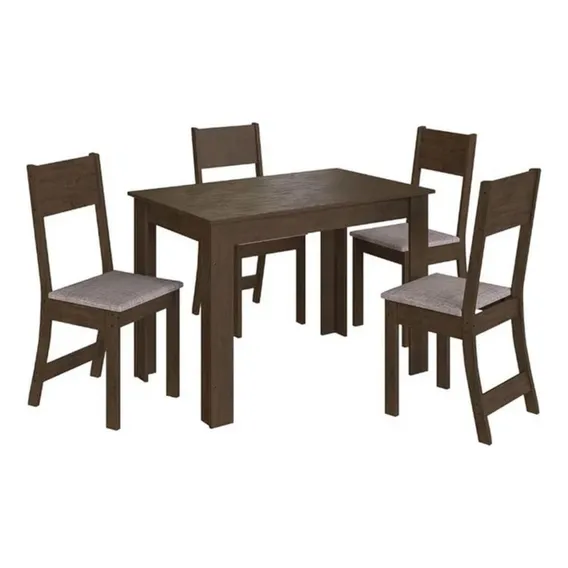 Conjunto Mesa Atlanta 4 Cadeiras Noce Foto 1