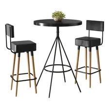 Conjunto Mesa Bistr么 E 2 Banquetas Barcelona Cor Preto Foto mini 1