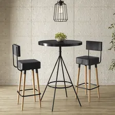 Conjunto Mesa Bistr么 E 2 Banquetas Barcelona Cor Preto Foto mini 2