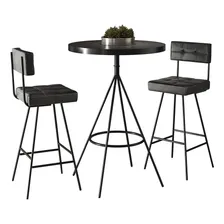 Conjunto Mesa Bistrô E 2 Banquetas Madri Cor Preto Foto  mini 1