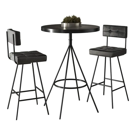 Conjunto Mesa Bistrô E 2 Banquetas Madri Cor Preto Foto 1