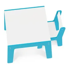 Conjunto Mesa Cadeirinha Infantil Em Madeira Azul Junges 991 Foto mini  3