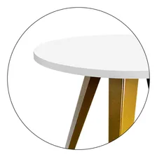 Conjunto Mesa Canto Lateral Ornes Decorativa Redonda Sala Cor Dourado/branco Foto mini 3