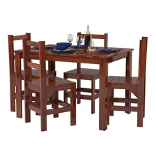Conjunto Mesa Com 4 Cadeiras Madeira Maciça Lanes Ia Foto mini 1