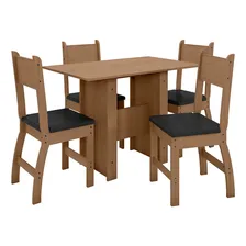 Conjunto Mesa Com 4 Cadeiras Milano Cor Carvalho com Preto Foto mini 2