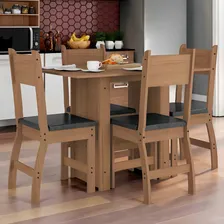 Conjunto Mesa Com 4 Cadeiras Milano Cor Carvalho com Preto Foto mini 1