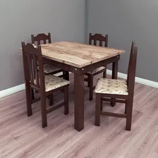 Conjunto Mesa Com 4 Cadeiras Pop Talismã Hrebos Cor Tabaco/Bege Foto mini 2