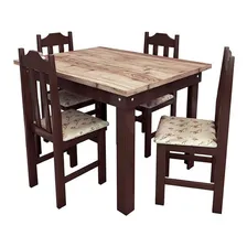 Conjunto Mesa Com 4 Cadeiras Pop Talismã Hrebos Cor Tabaco/Bege Foto mini 1