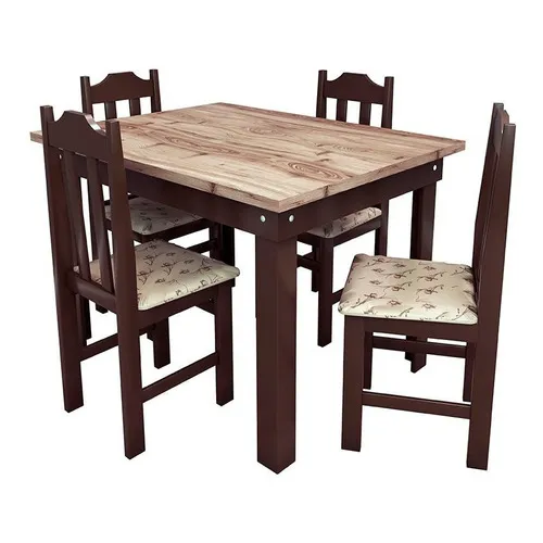 Conjunto Mesa Com 4 Cadeiras Pop Talismã Hrebos Cor Tabaco/Bege Foto 1