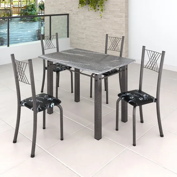Conjunto Mesa Com 4 Cadeiras Tampo De Granito Foto 1