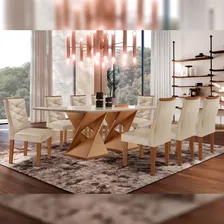 Conjunto Mesa Com Vidro E 8 Cadeiras 200cmx90cm Barcelona Foto mini 2