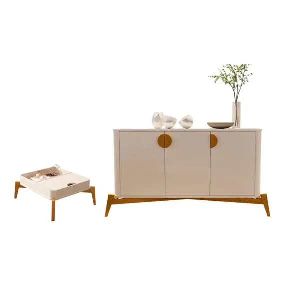 Conjunto Mesa De Centro E Buffet Rogers Off White Foto 1