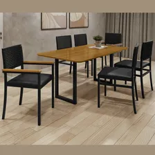 Conjunto Mesa De Jantar 06 Cadeiras Madri Mesa Fjwt Foto mini 1