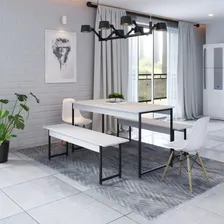 Conjunto Mesa De Jantar Com 2 Banco E 2 Cadeiras Eames Base Foto mini 1