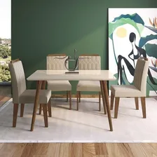 Conjunto Mesa De Jantar Com Mesa 130cm E 4 Cadeiras Hc Foto  mini 1