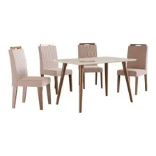 Conjunto Mesa De Jantar Com Mesa 130cm E 4 Cadeiras Hc Foto mini  2