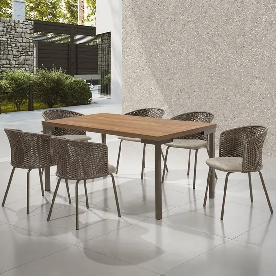 Conjunto Mesa De Jantar Com Mesa Com 6 Cadeiras Fgwt Foto 1