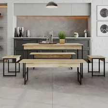 Conjunto Mesa De Jantar Industrial 2 Bancos/2 Banquetas-c/p Foto  mini 1
