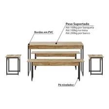 Conjunto Mesa De Jantar Industrial 2 Bancos/2 Banquetas-c/p Foto mini  3