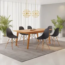Conjunto Mesa De Jantar Madeira Maciça Retangular Com Ad Foto mini 1