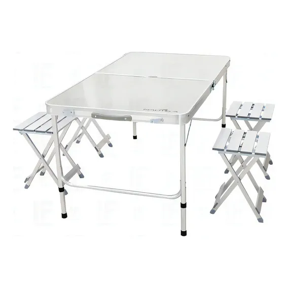 Conjunto Mesa E Banquetas Dobráveis Ntk Royal Cor Cinza Foto 1