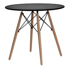 Conjunto Mesa Eiffel 70cm Preta + 4 Cadeiras Saarinen Branca Cor Kit Conjunto Mesa Redonda Jantar Com 4 Cadeira Saarinen Branca Foto mini 2