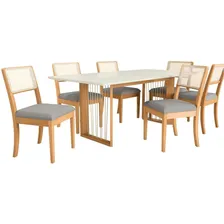 Conjunto Mesa Eva Com 6 Cadeiras Em Madeira Maciça Foto mini 2