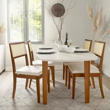 Conjunto Mesa Extensível Oval 4 Cadeiras Madeira Maciça Foto mini  2