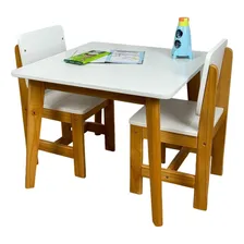 Conjunto Mesa Infantil Com 2 Cadeiras Madeira Maciça Cor Branco Foto mini  2