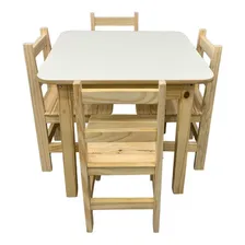Conjunto Mesa Infantil Madeira Maciça Resistente 4 Cadeiras Foto mini  2