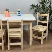 Conjunto Mesa Infantil Madeira Maciça Resistente 6 Cadeiras Foto mini 4