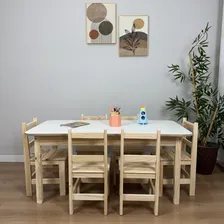Conjunto Mesa Infantil Madeira Maciça Resistente 6 Cadeiras Foto mini 2