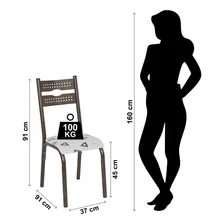 Conjunto Mesa Jogo Sala de Jantar Ciplafe Luna 6 Cadeiras Tampo Madeira Bp 1,36m Bege Foto mini 4